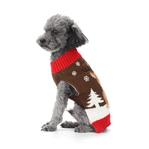 ABRRLO Weihnachten Hund Pullover Dog Sweater Hundepullover Haustier Hundepulli Warm Welpe Kleine Mittel Hunde (XL, Hirsch)