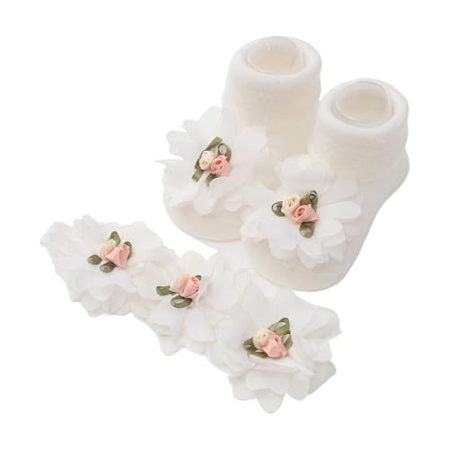 Baby Lace Flower Socks Baby Headband & Socks Combo Great for Princess Parties & Newborn Photoshoots Gift