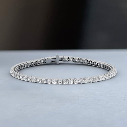 Image of 2 to 7 Carat Natural Diamond Tennis Bracelet for Women in 14K Gold (7 Inch) - IGI Certified (I1-I2 Clarity)