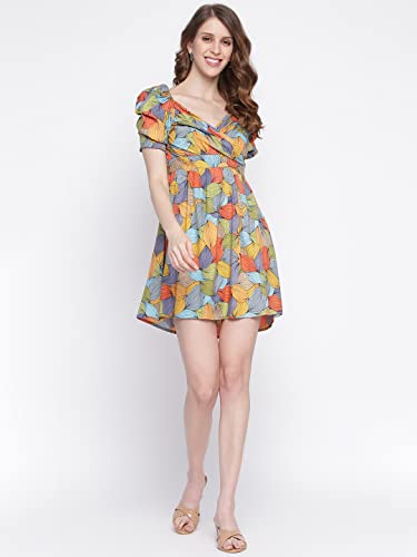 Image of IQRAAR Womens Rayon Printed Fit & Flared One Piece Dress