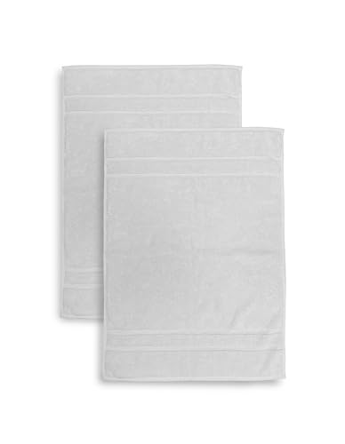 Set 2 Tappetini da Bagno in Spugna, Misura 50x70 cm, Assorbente, 650 g/m², Lavabile in Lavatrice, Asciugatura rapida, Colore Bianco