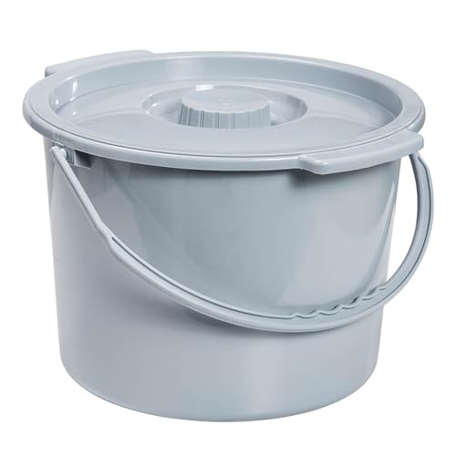 Drive Medical Commode Pail with Lid 12 Quart Gray 2.38 Pound