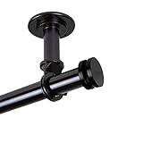 Rod Desyne 100-50-1602CL Bun 1' Ceiling Curtain Rod/Room Divider, 160-240 inch, Black