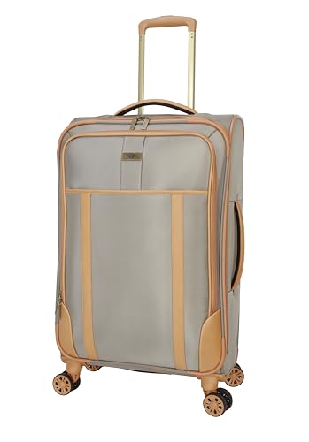 Image of Dockers Seahorse Softside Expandable 8-Wheel Spinner Travel Checked Luggage, 24-Inch, New British Khaki