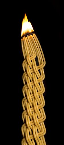 Ner Mitzvah Braided Beeswax Havdalah Candle - Wide Flat Round Twist Braid - Hand Dipped Bees Wax Braided - Shabbat Judaica Gift #TOP3