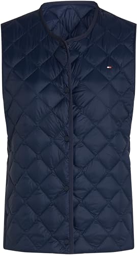 Tommy Hilfiger Damen Weste Down Quilted Collarless Dünn, Blau (Dark Night Navy), XXL – Ansicht 4