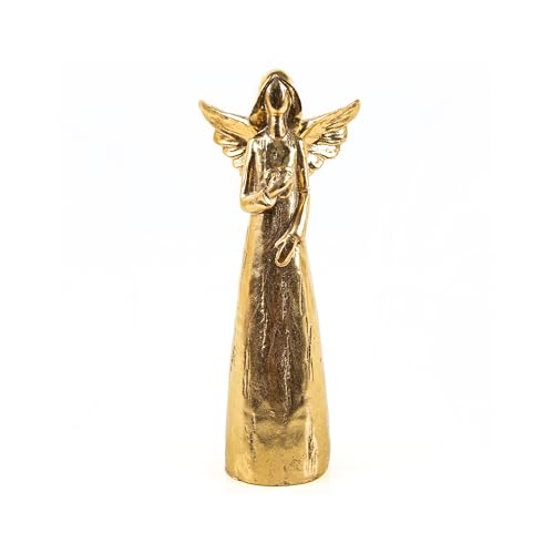 Logbuch-Verlag Figura ángel Grande Dorado, 24 cm: decoración navideña Elegante, ángel Protector de Resina, Adorno Navidad Interior, Decorativa para Mesa y Ventana, símbolo de Amor Paz y Esperanza