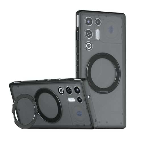 Image of Compatible with ZTE Nubia RedMagic 9 Pro Case Cover,Compatible with ZTE Nubia RedMagic 9S Pro+ Built-in 360Rotating Magnetic Mount Matte Translucent Phone Protective Case Black