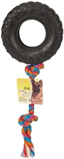 MPP Dog Fetch Aggressive Chewer Toy Rubber and Rope Durable Versatile Tug of War (3 Toys)
