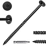 FMhotu 6 Inch Heavy-Duty Outdoor Deck Screws, 50Pcs Star Drive Decking Wood Screws, Rust Resistant Timber Screws for Timber/Log/Landscaping Wood (#14 x 6 Black)