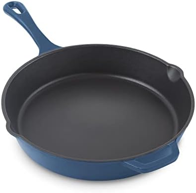 Zakarian by Dash 11 Inch Nonstick Cast Iron Skillet, Titanium Ceramic Coated Frying Pan, Blue - Thumbnail 4