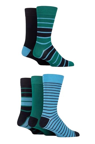 SockShop Men's Patterned Bright Colourful Natural Bamboo Socks Various Designs for Everyday Wear Size 7-11 Pack of 5 (7-11, Navy/Racing Green)