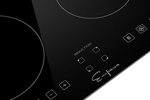Image of Empava 24 inch Stove Power Boost Vitro Ceramic Black Electric Induction Cooktop with 4 Booster Burners Smooth Surface Tempered Glass, 24 Inch