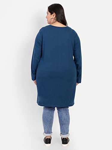 Image of CUPID Women Plus Size Cotton Round Neck Full Sleeves T-Shirt, Nightwear, Sleepwear, Daily Use Gym n Lounge Wear Long Tops for Ladies 3XL to 7XL