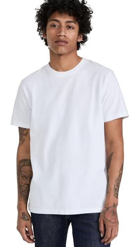 FRAME Men's Logo Tee, Blanc, White, M
