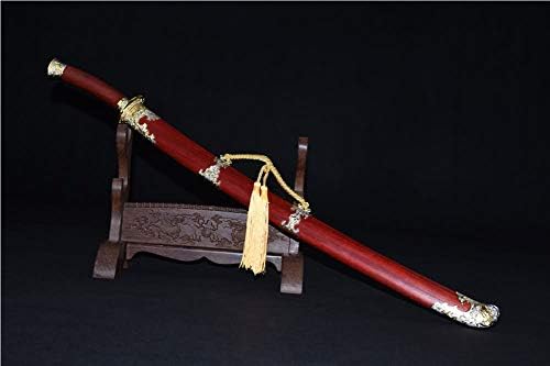Lin sword,Qing dao,Hand Forged,Damascus Steel red Blade,Redwood Scabbard