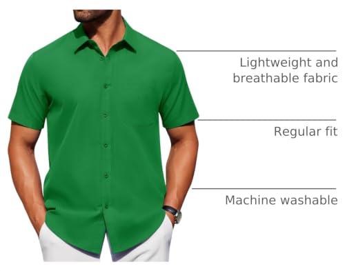 Image of Alimens & Gentle Men's Short Sleeve Dress Shirts Wrinkle Free Untucked Casual Button Down Shirt