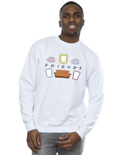 Absolute Cult Friends Men's Couch Lounging Sweatshirt White Medium