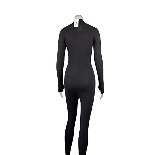 LuFeng Women's Long Sleeve High Neck Zipper Bodycon Tight Full Length Jumpsuits Rompers One Piece Outfits Black
