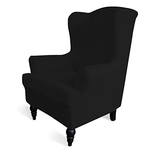 Image of Easy-Going Stretch Wingback Chair Sofa Slipcover Black