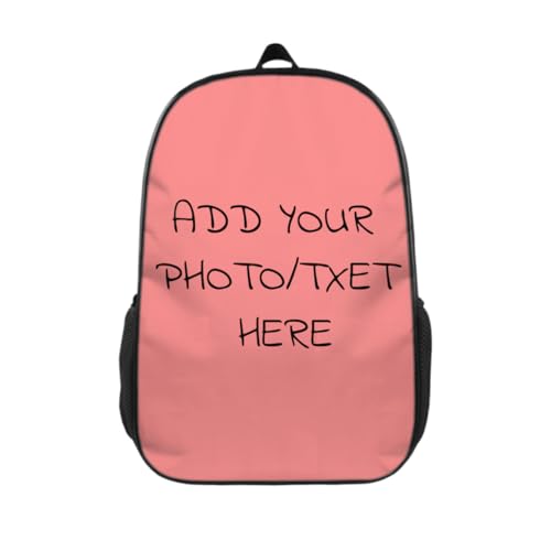 Custom Backpack for Boy Girl, Personalized Text Photo Backpack, Customize Laptop Backpack, Custom 17In Casual Travel Bags Pink