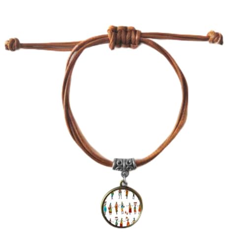 Bracelet cuir double corde Les Robes Noires motif Totems africains
