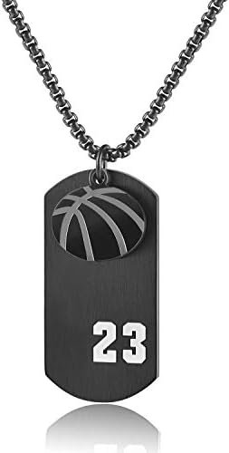 JHoly Stainless Steel Men Basketball Player 23 Cross Dog Tag Pendant I Can Do All Things Necklace (Black)