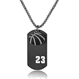JHoly Stainless Steel Men Basketball Player 23 Cross Dog Tag Pendant I Can Do All Things Necklace (B