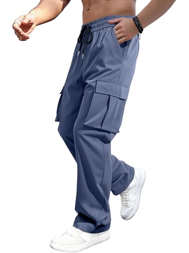 JMIERR Cargo Pants for Men Casual Joggers Hiking Pants Loose Straight Athletic Workout Streetwear Sweatpants with Pockets,US34(M),Wild Wind