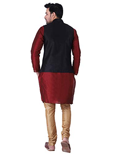 Image of Sadree Silk Men's Kurta Pajama Waistcoat or Nehru Jacket Set