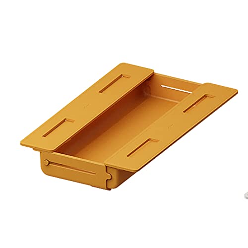 Organizador para debajo del escritorio, autoadhesivo oculto y ajustable debajo de la mesa, caja de almacenamiento para oficina, hogar, escuela, color amarillo Cover