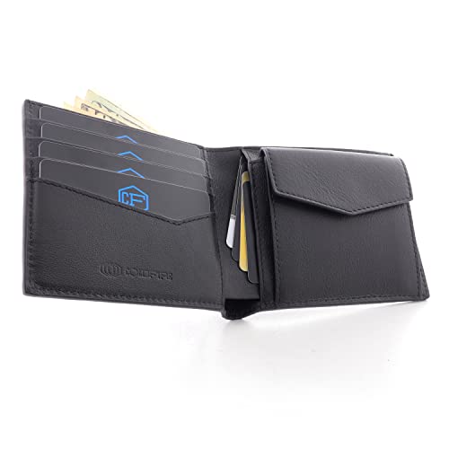 ColdFire Snake Eye Slim Leather Wallet - 4 Card Slots, Coin Pocket - Black - RFID Blocking - Bifold - Multi Compartment - Snakeskin Pattern3