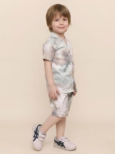 Image of POLKA TOTS 100% Cotton Co-Ord Set for Boys | Half Sleeve Shirt & Shorts Beach Outfit for Kids | Ultra-soft & Breathable Summer Clothes for Toddler & Baby Boy | Casual Dress & Printed Nightwear Set