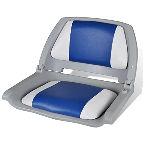 vidaXL Silla de Barco Respaldo Plegable Azul y Blanco Asiento de Embarcaci�n