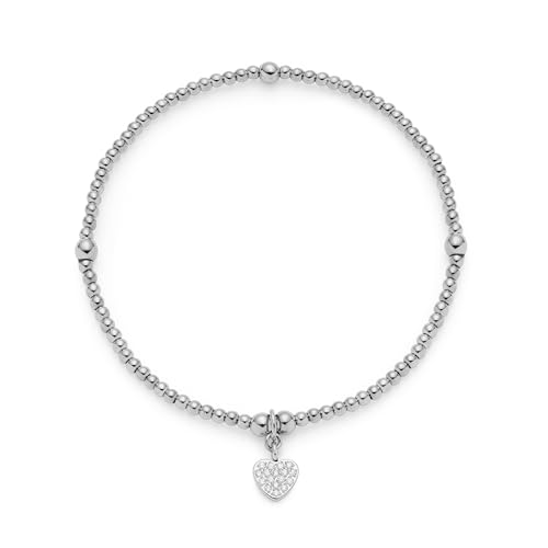 Bracelet acier inoxydable argenté Leonardo 025733, cœur en zirconium durable