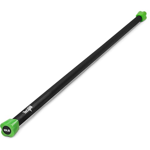 Yes4All Total Body Workout Weighted Pilates Bar, Body Bar For Exercise, Therapy, Aerobics, and Yoga, Strength Training, Set of 10 + 15 + 20lbs