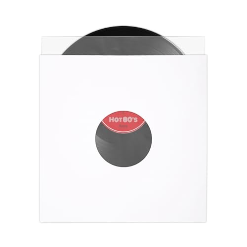 YSUFAGNR 12 Inch White Cardstock Record Outer Sleeves with Center Hole - Heavy Duty Kraft Paper Jackets Covers for LP Album Storage, Fits 12