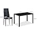 Bonnlo Modern Dining Table Set, 5 Piece Black Glass Kitchen Table and PU Leather Chairs for Small Spaces, Easy to Clean, Rust-Resistant Metal Frame