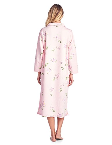 Casual Nights Women's Long Quilted Robe House Dress - Floral Pink - Medium #TOP3