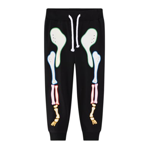 Toddler Boys Sweatpants Cartoon Dinosaur Print Halloween Glow in Dark Skeleton Graphic Sport Jogger Pants 2-7Y