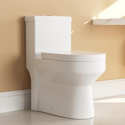 DeerValley Kleines einteiliges kompaktes WC für Badezimmer, Doppelspülung mit Soft-Close-Sitz, 0,8/1,28 GPF, hohe Effizienz, weiße Toilette für kleines Badezimmer, 30,5 cm