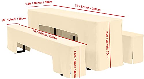 WedDecor Housse plate pour banc et table de bière, ensemble de housse en polyester pour table de 50 cm, motif tréteau L, ivoire - Image 3