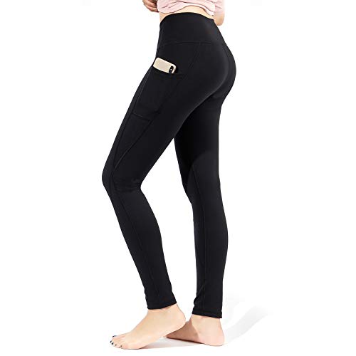 TOPLUS - Mallas deportivas para mujer, con 2 bolsillos, color negro