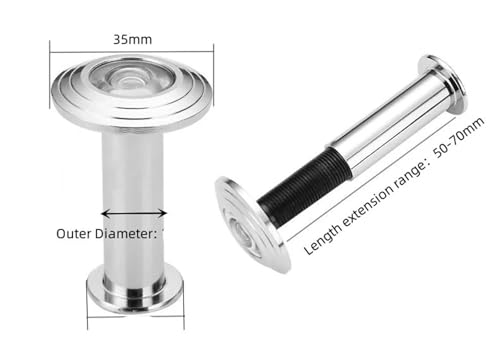 2 Pcs Mirilla para Puerta 180 Grados Lente de Vidrio HD Ángulo Amplio Seguridad Oculta Ajustable para Puerta (50-70MM) miniatura 2