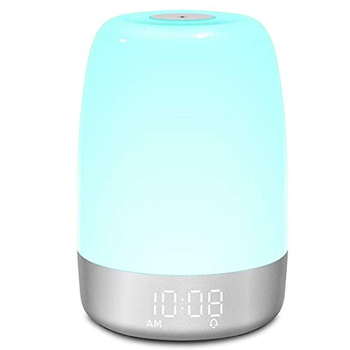 Wecker, Nachtlichttischlampe Bluetooth Lautsprecher, Berührungssensor Nachtlicht Nachttischlampe Mit 7 Farbwechsel Dimmbaresmit Wecker, MP3