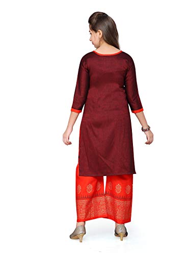Image of Aarika Girl's Cotton A-line Knee Length Kurta and Pallazo Set