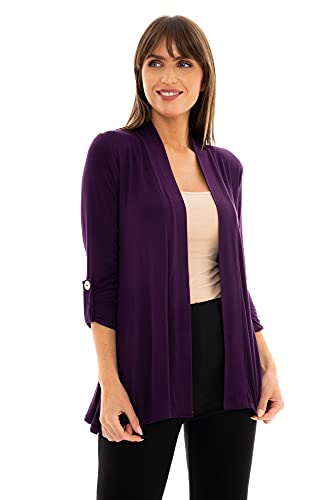 Image of Loxdonz Women's Open Front Cardigans Casual 3 /4 Sleeve Cardigan Soft Lightweight Top