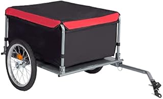 Foldable Bicycle Cargo Wagon Trailer, Folding Frame Quick Release 16’’ Wheels Bicycle Cargo Trailer with Oxford Fabric Bike Cargo Trailers, Removable Cover, Black