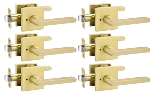 Goldenwarm Gold Door Handles Interior, Zinc Alloy Heavy Duty Brushed Gold Interior Door Handles for...