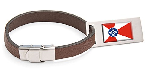 Drapeau de Wichita porte-adresse anti-perte cuir et acier texturé